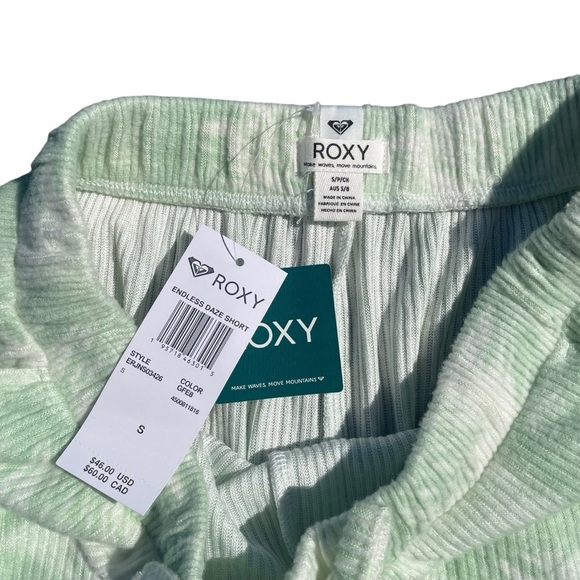 Roxy Endless Daze Shorts palm tree lounge casual green white womens small NWT - Picture 4 of 5